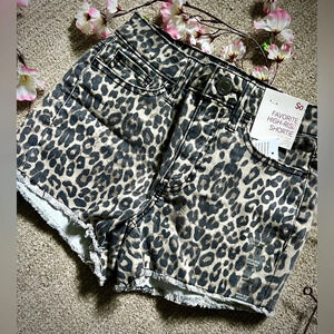 SO NWT High-Rise Cheetah Print Denim Shorts - Size 0